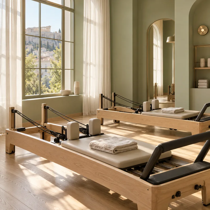 Ενδεικτική εικόνα με AI: ήσυχο studio Pilates με φυσικό πρωινό φως